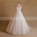 Gentle A-line Sweet Heart Lace Wedding Dress With Sweep Train Hand Made Flower